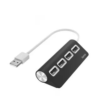 Hama USB-Hub, 4 Ports, USB 2.0, 480 Mbit/s, schwarz