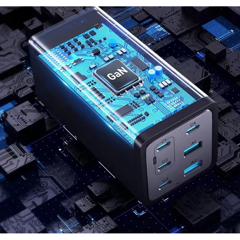Conceptronic 6-Port 200W GaN USB PD Ladegerät mit USB-C Ladekabel, USB-C x 4, USB-A x 2, QC 3.0, PD 3.1, PPS
