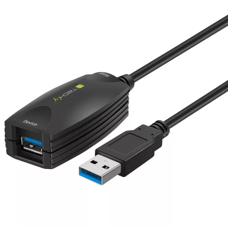 Techly SuperSpeed USB3.0 Active Extension Kabel 5m Schwarz ICUR3050