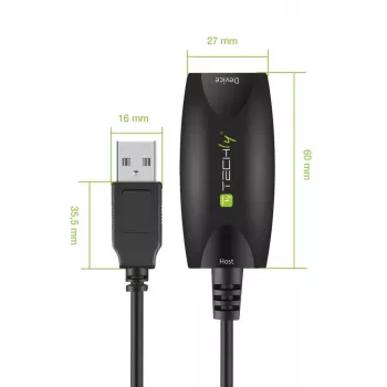 Techly SuperSpeed USB3.0 Active Extension Kabel 5m Schwarz ICUR3050
