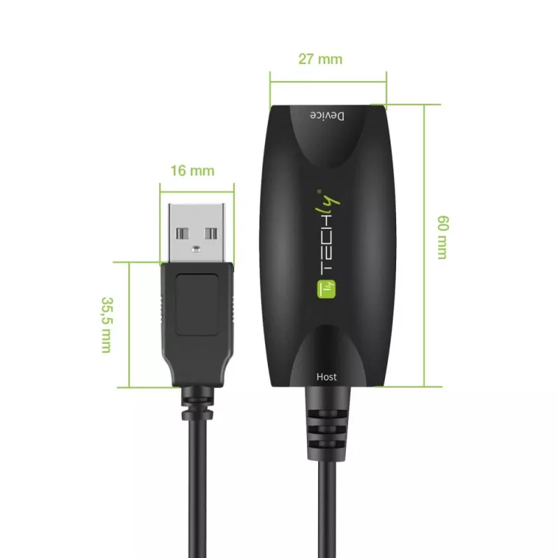 Techly SuperSpeed USB3.0 Active Extension Kabel 5m Schwarz ICUR3050