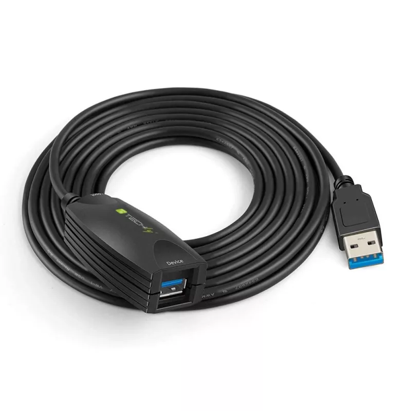 Techly SuperSpeed USB3.0 Active Extension Kabel 5m Schwarz ICUR3050