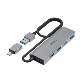 Hama 00200138 Schnittstellen-Hub USB 3.2 Gen 1 (3.1 Gen 1) Typ-A + Typ-C 5000 Mbit/s Anthrazit, Grau