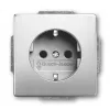 Socket outlet Busch-Jaeger 2011-0-3850 CEE 7/3 2P+E 250 V 16 A Edelstahl silber 71×41 mm