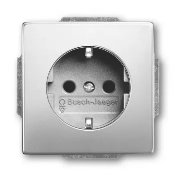 Socket outlet Busch-Jaeger 2011-0-3850 CEE 7/3 2P+E 250 V 16 A Edelstahl silber 71×41 mm