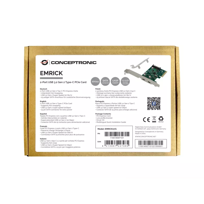 Conceptronic EMRICK 2-Port USB 3.2 Gen 2 Type-C PCIe-Karte