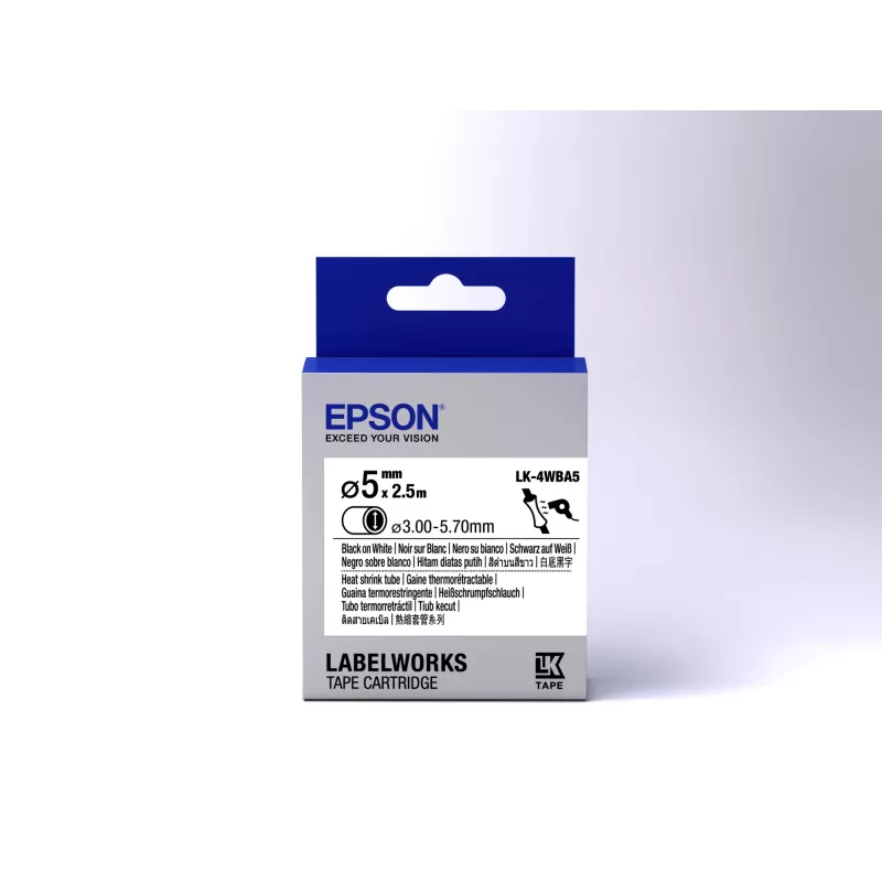 Epson Label Cartridge Heat Shrink Tube (HST) LK-4WBA5 Schwarz/Weiß D5mm (2,5m)