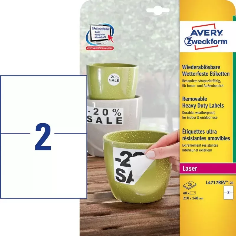 Selbstklebe-Etikett Rechteck AVERY L4717REV-20