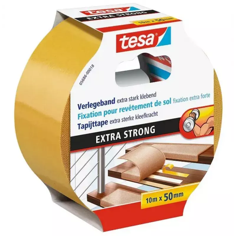 Tesa Klebeband 5686 — Polypropylen (PP) Befestigungsband, 10 m × 50 mm × 0,24 mm, weiß