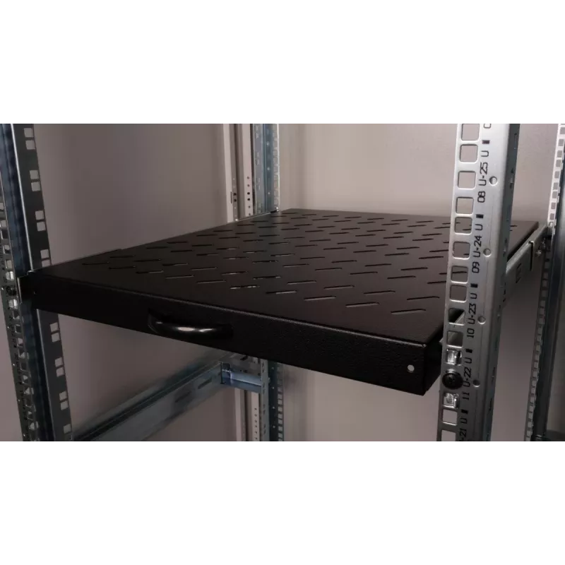 Equip Sliding Shelf 19', 1U, 800MM, Schwarz