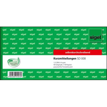 Geschäftsformular Sigel SD008 Grün 1/3 A4 80 Blatt