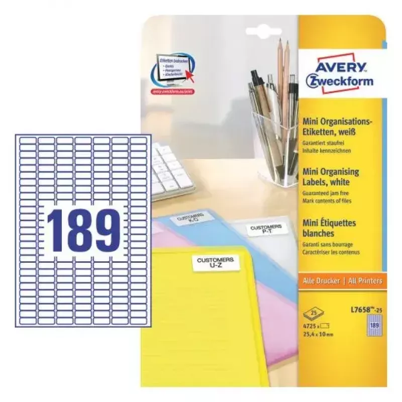 Selbstklebendes Druckeretikett Avery L7658-25