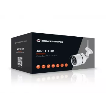 Conceptronic JARETH HD Wireless Cloud IP-Kamera, Außenbereich, IP-Überwachungskamera, Außenbereich, Kabelgebunden & Kabellos, Extern, Decke/Wand, Weiß