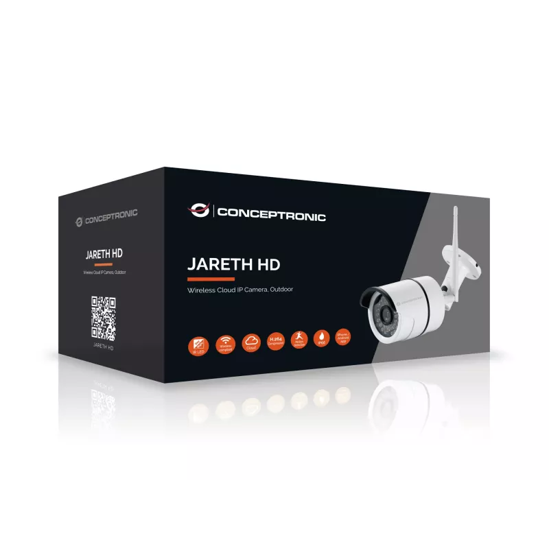 Conceptronic JARETH HD Wireless Cloud IP-Kamera, Außenbereich, IP-Überwachungskamera, Außenbereich, Kabelgebunden & Kabellos, Extern, Decke/Wand, Weiß