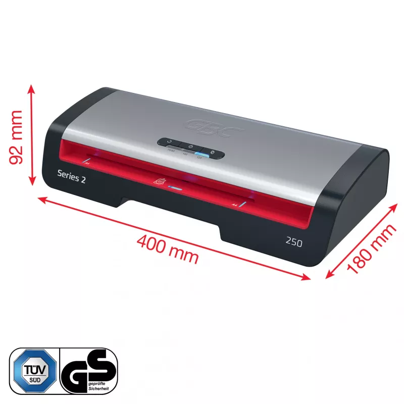 GBC 250 Office A4 Laminiergerät, 24 cm, Heißlaminiergerät, 500 mm/min, 0,5 mm, A4, 100 µm
