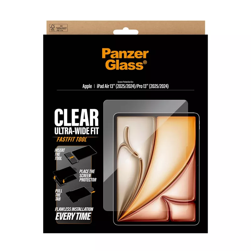 PanzerGlass® Displayschutzfolie iPad Air 13 Zoll (2024-2026) | Pro 13 Zoll (2024-2025) | Ultra-Wide Fit mit Fastfit-Werkzeug