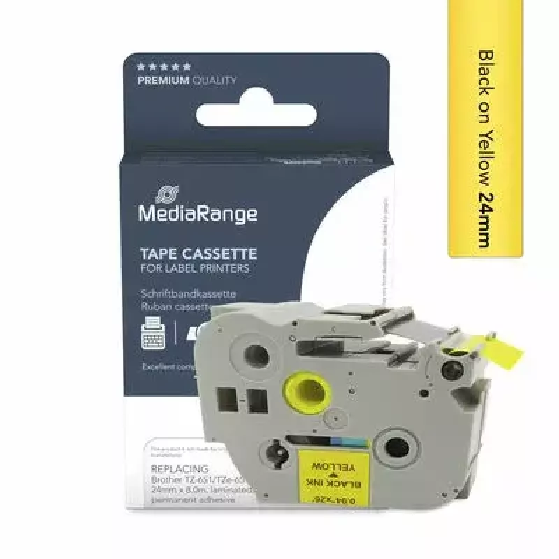 Druckerband MediaRange MRBTZ651 Schwarz 2,4 cm 8 m