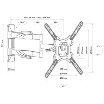 TV-Wandhalterung Schwaiger LWH35535 513 Schwarz