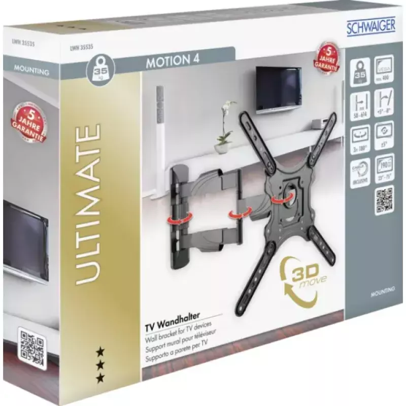 TV-Wandhalterung Schwaiger LWH35535 513 Schwarz