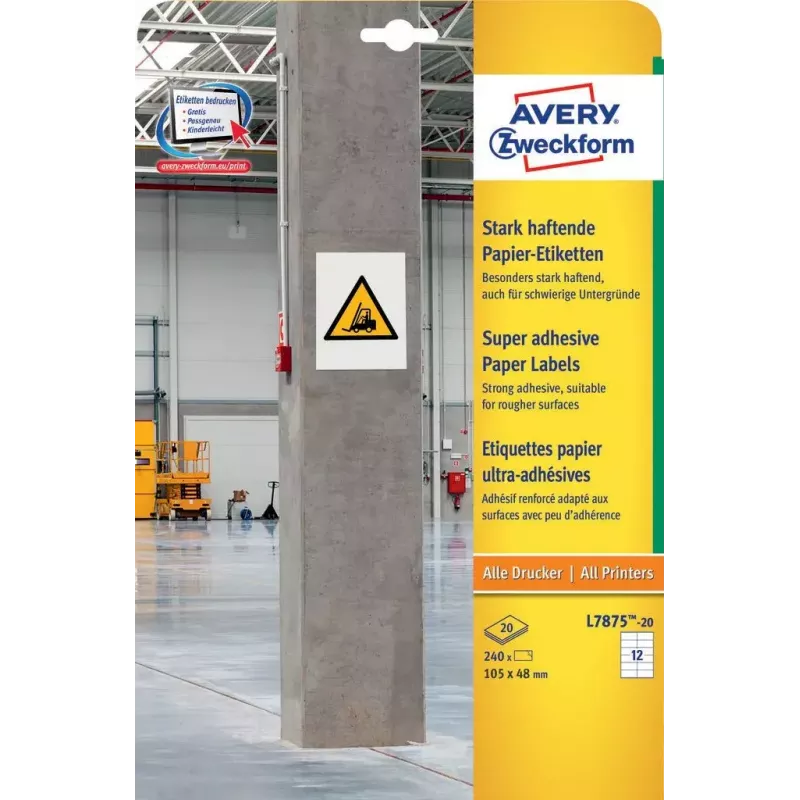 Selbstklebendes Etikett Rechteck Avery L7875-20