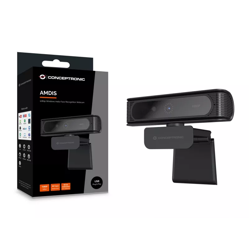 Conceptronic AMDIS09B 1080p Windows Hello Gesichtserkennung-Webcam