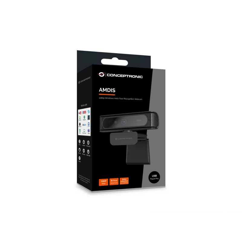 Conceptronic AMDIS09B 1080p Windows Hello Gesichtserkennung-Webcam
