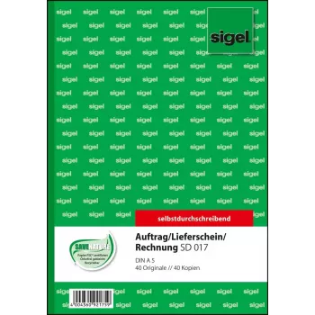 Geschäftsformular Sigel SD017 Grün A5 80 Blatt