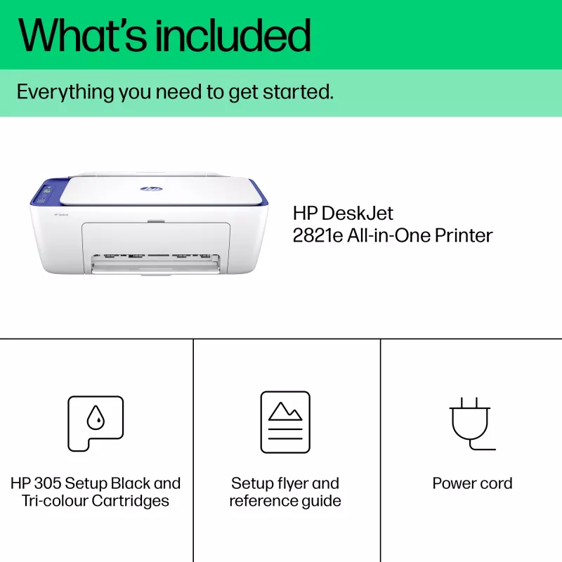 HP DeskJet 2821e Wireless All-in-One-Farbdrucker, Instant Ink; Kopierer, Scanner