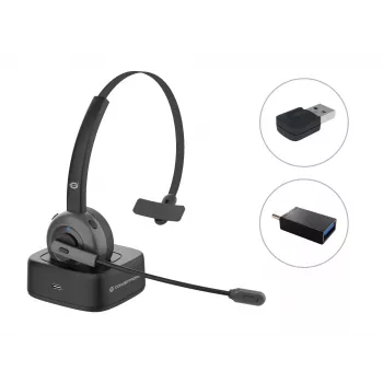 Conceptronic POLONA Kabelloses Bluetooth-Headset mit Ladestation & Bluetooth-USB-Audio-Adapter