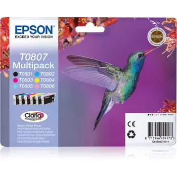Epson Hummingbird Multipack 6-Farben T0807 Claria Photo-Tinte