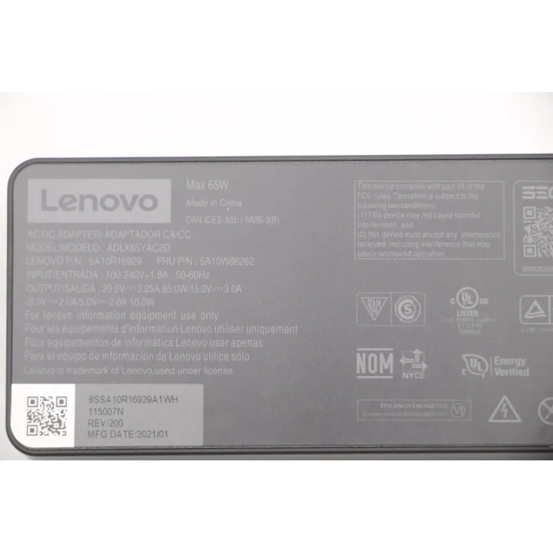 Lenovo 5A10W86262 Netzteil Innenbereich 65 W Schwarz