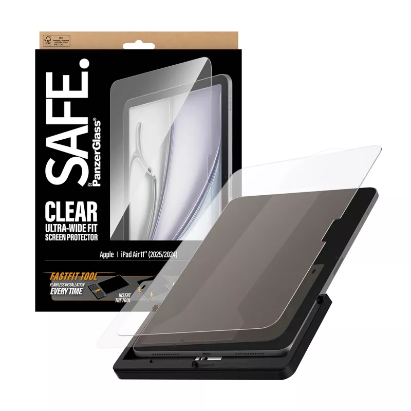 PanzerGlass SAFE. by ® Displayschutzfolie iPad Air 11 Zoll (2024-2026) | Ultra-Wide Fit mit Fastfit-Werkzeug
