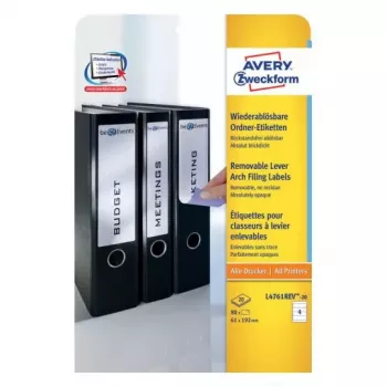 Avery L4761REV-20 selbstklebendes Etikett Abgerundetes Rechteck Wiederablösbar Weiß 80 Stk.