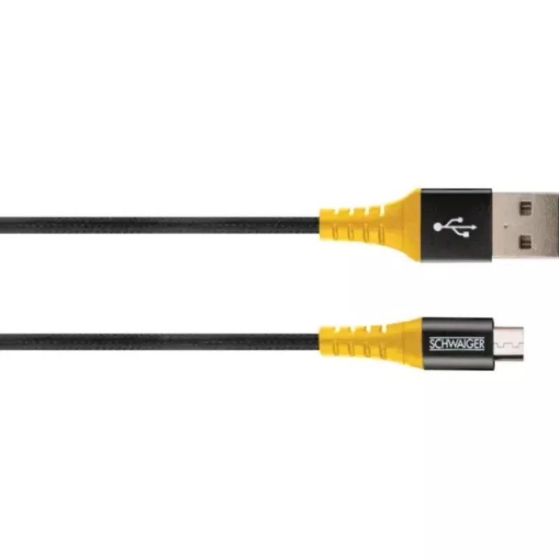 USB-Kabel Schwaiger WKUM10 511 1,2 m USB A Micro-USB B Schwarz Gelb
