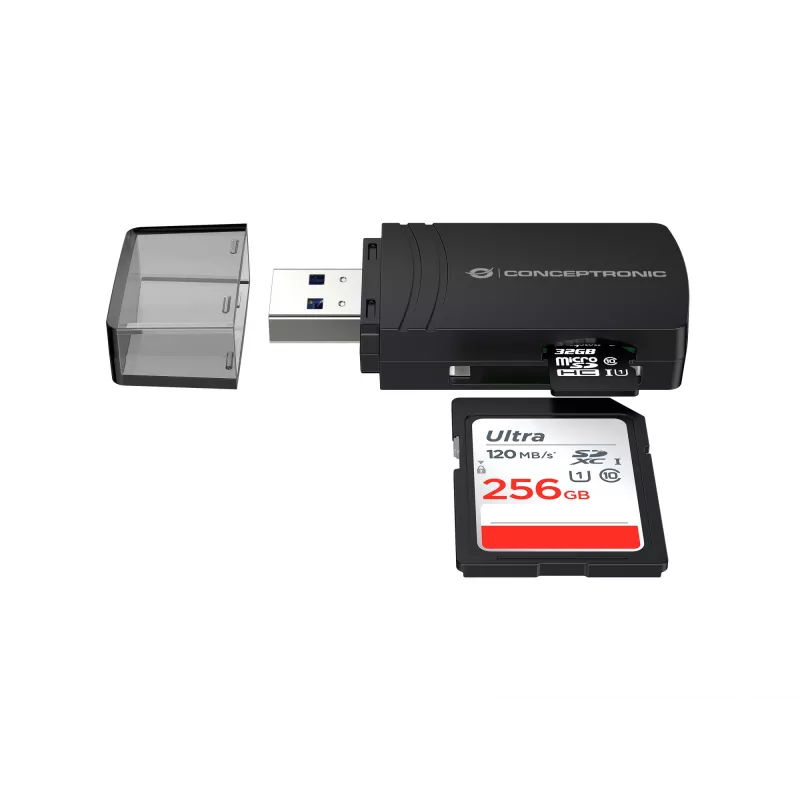 Conceptronic BIAN06B SD TF/MicroSD 4.0 Kartenleser, UHS-II, USB 3.0, 5 Gbit/s