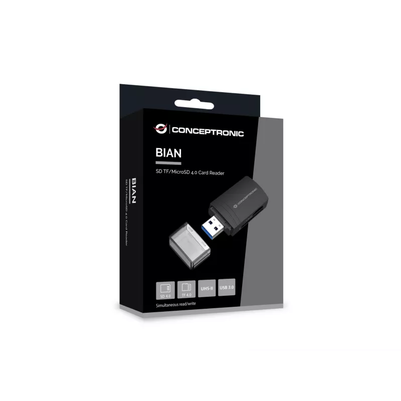 Conceptronic BIAN06B SD TF/MicroSD 4.0 Kartenleser, UHS-II, USB 3.0, 5 Gbit/s