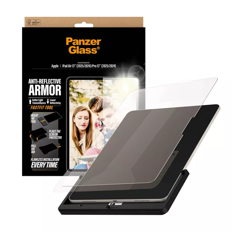 PanzerGlass ® Anti-Reflective Armor Displayschutzfolie iPad Air 13 Zoll (2024–2026) | Pro 13 Zoll (2024–2025) | Ultra-Wide Fit mit Fastfit-Werkzeug