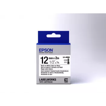 Epson Etikettenkassette hitzebeständig LK-4WBH Schwarz/Weiß 12mm (2m)