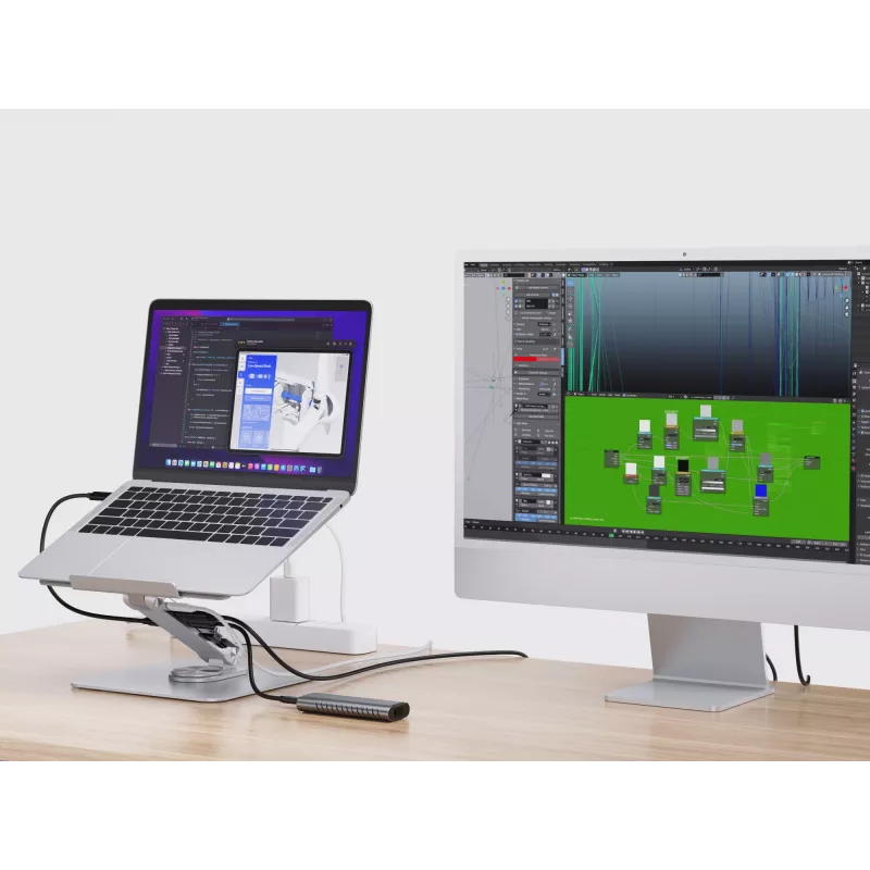 Conceptronic DONN27G, Laptopständer, Silber, Aluminium, 360°, USB 3.2 Gen 1 (3.1 Gen 1) Type-C, 5000 Mbit/s