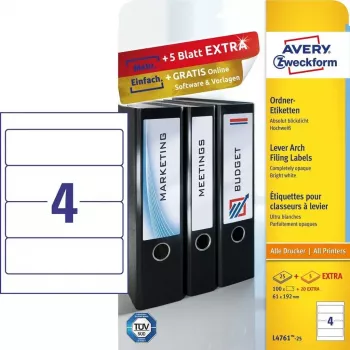 Selbstklebendes Etikett Avery L4761-25 Abgerundetes Rechteck