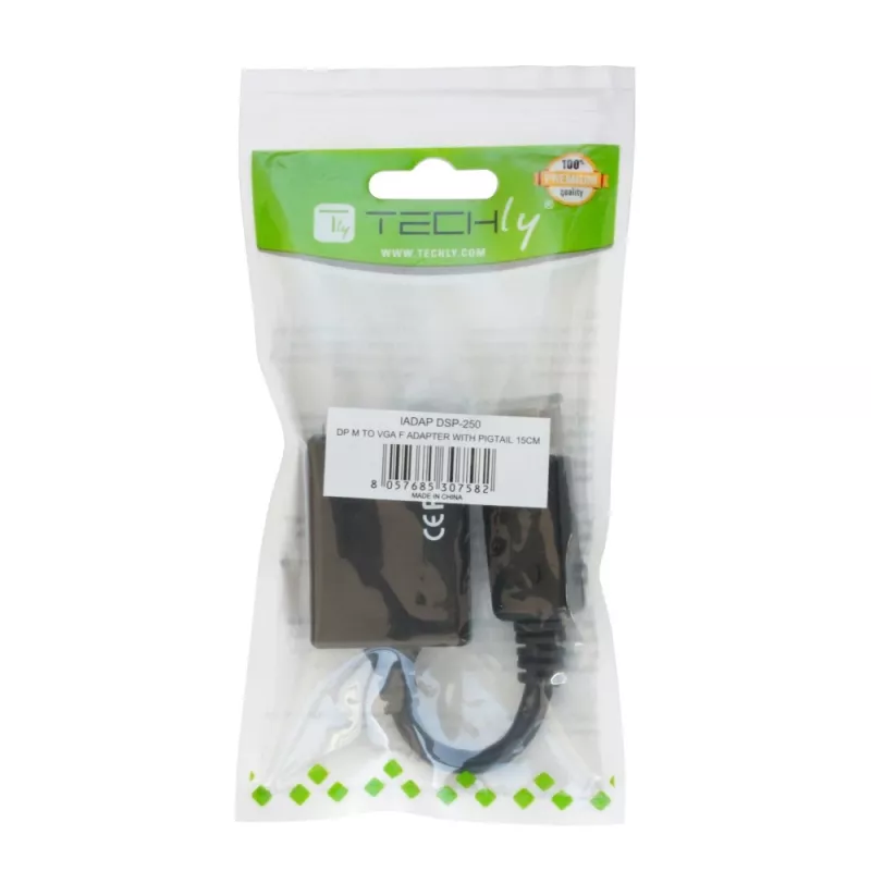 Techly DisplayPort DP auf VGA-Adapter M F IADAP DSP-250, 0,07 m, DisplayPort, 2 x VGA (D-Sub), Male, Female, 1920 x 1200 Pixel