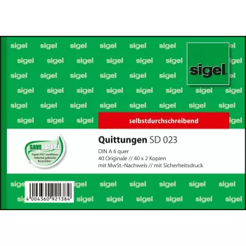 Geschäftsformular Sigel SD023 Grün A6 Q 120 Blatt