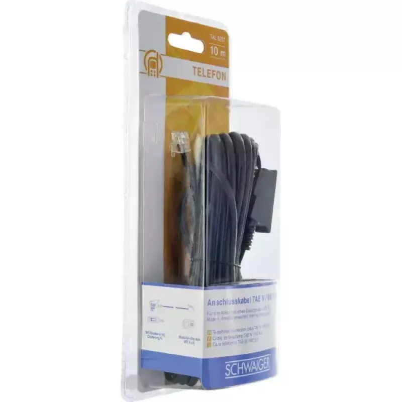 Kabel RJ-11 Schwaiger 10m TAE-N Schwarz