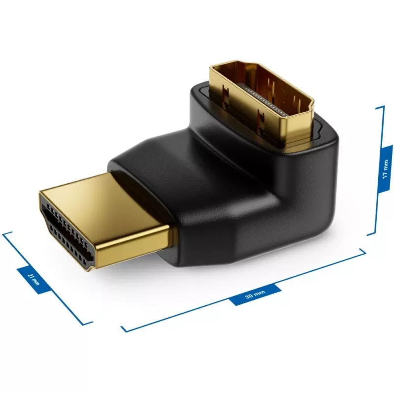 Techly HDMI Adapter M / F abgewinkelt L IADAP HDMI-L, HDMI, HDMI, Schwarz