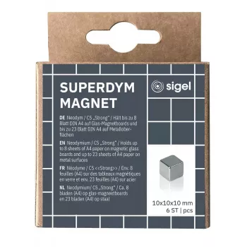Sigel BA192 Bastelmagnet Würfel Neodym Silber 10 mm
