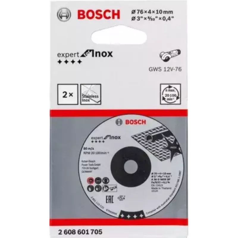 Bosch Expert for Inox Schleifscheiben, 76 x 4 x 10 mm, 2 Stück
