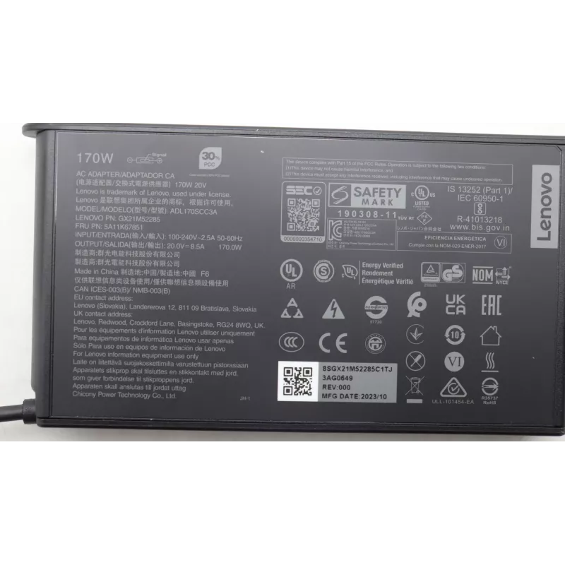 Lenovo 5A11K67851 Netzteil/Wechselrichter Indoor 170 W Schwarz