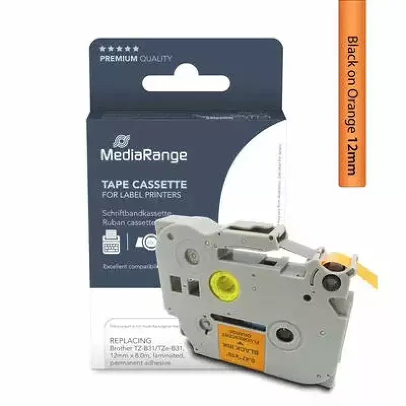 Druckerband MediaRange MRBTZB31 Schwarz 1,2 cm x 8 m