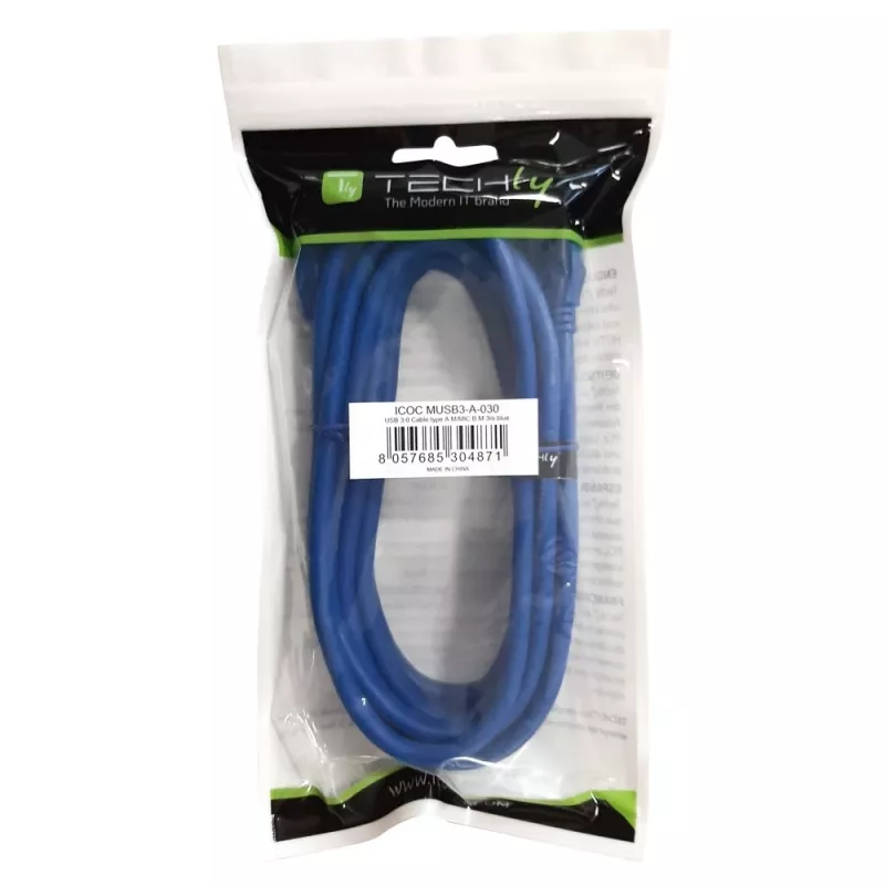 Techly USB 3.0 Superspeed Kabel A / Micro B 3m Blau ICOC MUSB3-A-030