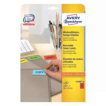 Selbstklebeetiketten Avery L4790-20 Abgerundetes Rechteck Wiederablösbar